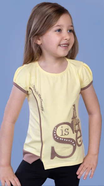 Toontoy Kız Çocuk T-Shirt Star Garnili Nakışlı - 3