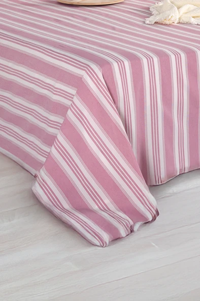 Upstyle Sport Çizgili Çarşaf + Yastık Kılıfı  Seti Tek Kişilik Soft Line Bordo - Resim 3