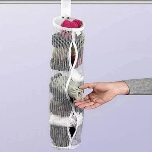 Dolap İçi Asılabilir Temiz Çorap Düzenleyici Çorap Filesi Askılık - 3