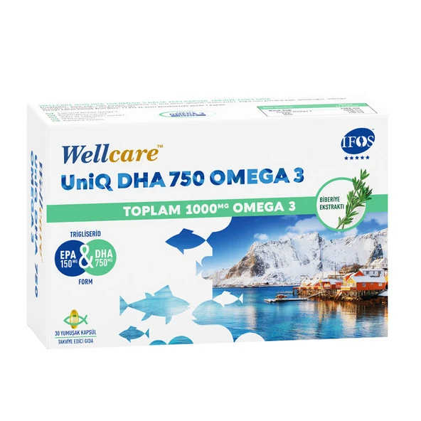 Wellcare Omega 3 UNIQ Balık Yağı 750 mg 30 Kapsül ürün görseli