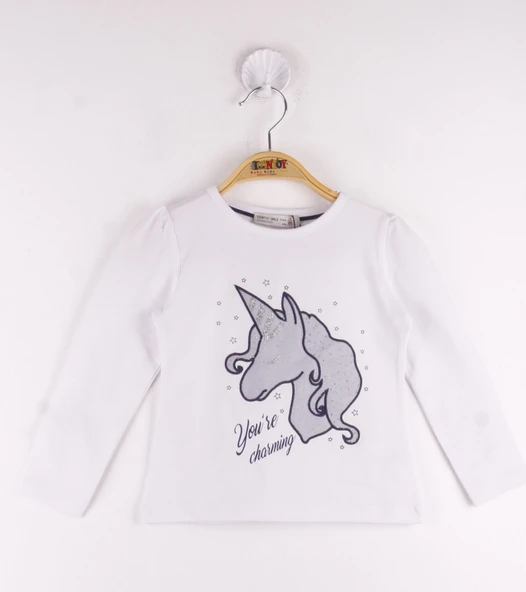Toontoy Kız Çocuk Tişört Unicorn Nakışlı - 4
