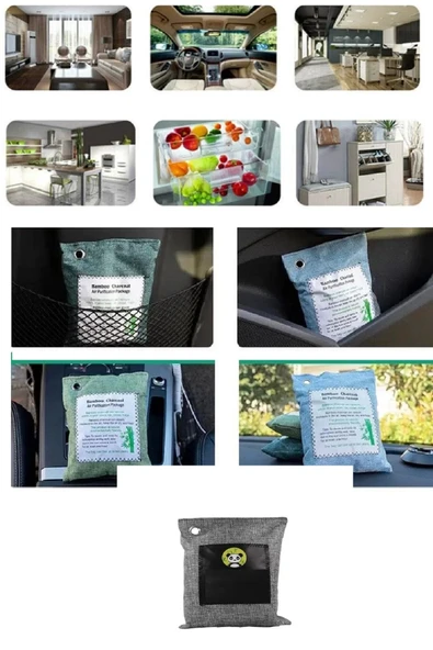 Hava Temizleme Torbası 100g Araba- Dolap- Banyo- Evcil Hayvan Koku Giderici- Bambu Kömür Koku Emici - 4