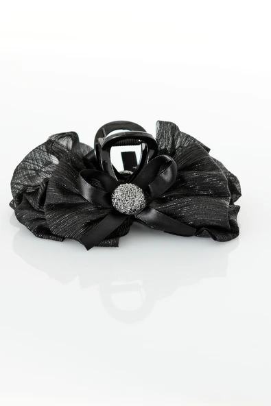 TOKALAND Fiyonk Model Zirkon Taşlı Simli Tüllü Şık Mandal Saç Tokası ürün görseli