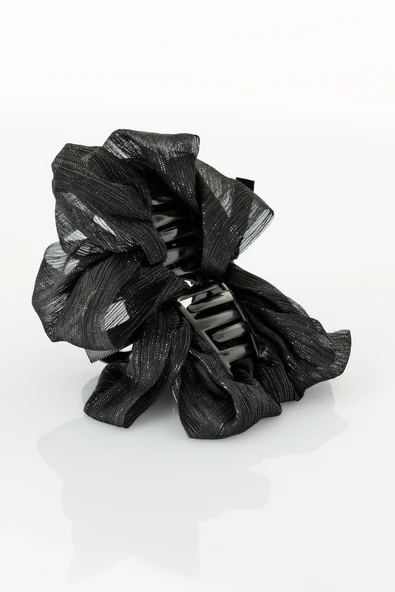 TOKALAND Fiyonk Model Zirkon Taşlı Simli Tüllü Şık Mandal Saç Tokası - Resim 2