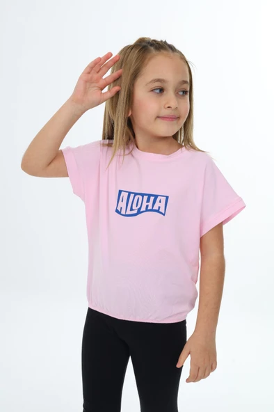 Toontoy Kız Çocuk Aloha  Baskılı Tişört - 6