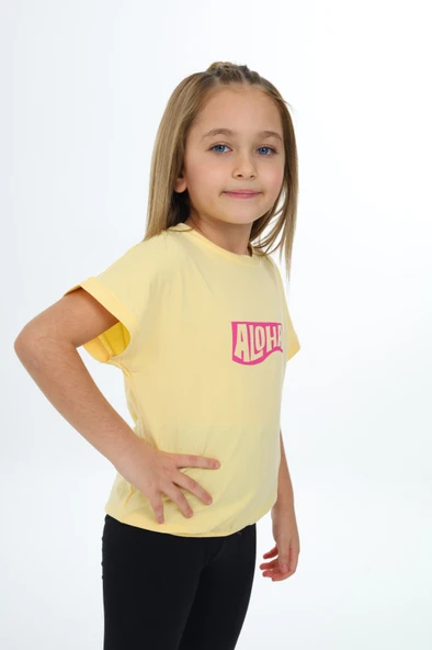Toontoy Kız Çocuk Aloha  Baskılı Tişört - 3