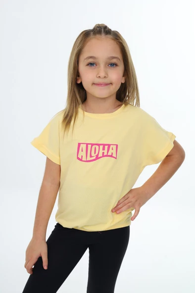 Toontoy Kız Çocuk Aloha  Baskılı Tişört