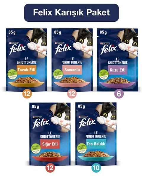 Felix Karışık Yaş Kedi Maması 104 Adet
