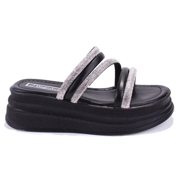 Dagoster DZA07-1241305 Siyah Taşlı Spor Kadın Terlik - Resim 2