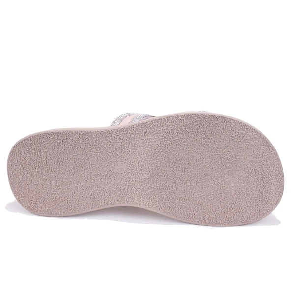 Dagoster DZA07-1241305 Bej Taşlı Spor Kadın Terlik - Resim 4