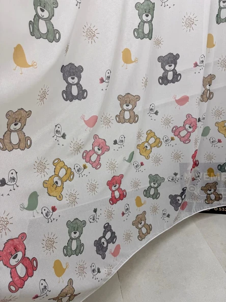 NİVEMESHOME HYL00009.801 ESTE BEAR ÇOCUK ODASI 1/2.5 PİLE TÜL PERDE PEMBE APM - 10