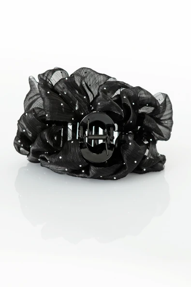 TOKALAND Fiyonk Model Zirkon Taş Süslemeli Tüllü Şık Mandal Saç Tokası - Resim 2