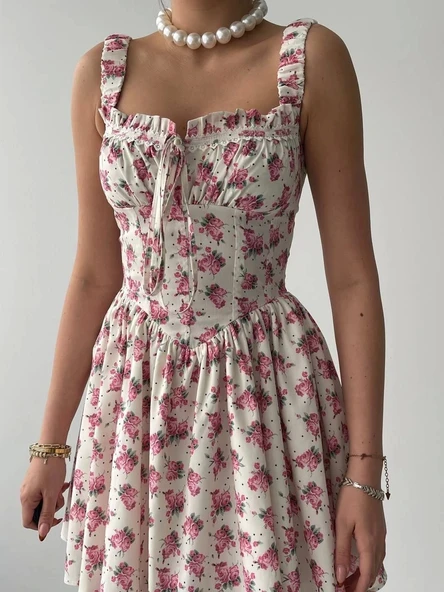 Towne Çiçekli Elbise - Resim 4