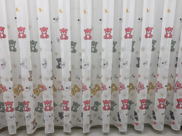 NİVEMESHOME HYL00009.801 ESTE BEAR ÇOCUK ODASI 1/2.5 PİLE TÜL PERDE PEMBE APM