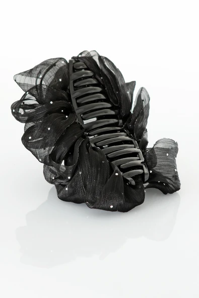 TOKALAND Fiyonk Model Zirkon Taş Süslemeli Tüllü Şık Mandal Saç Tokası - Resim 4