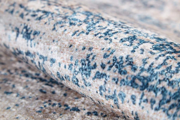 Halı Atölyesi Bej Salon&Yolluk Dijital Baskılı Makinede Yıkanabilir Kaymaz Taban Saçaklı Halı HA375 - Resim 4