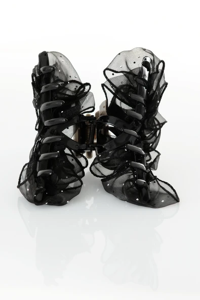 TOKALAND Fiyonk Model Zirkon Taş Süslemeli Tüllü Şık Mandal Saç Tokası - Resim 5