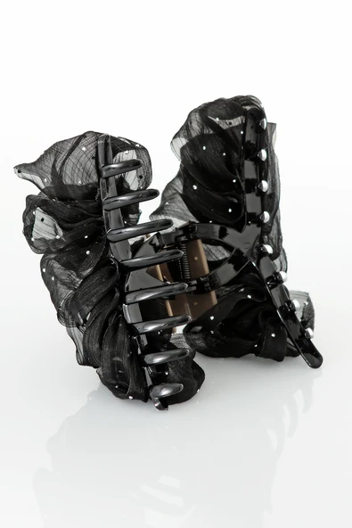 TOKALAND Fiyonk Model Zirkon Taş Süslemeli Tüllü Şık Mandal Saç Tokası ürün görseli