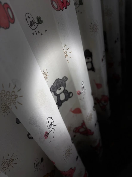 NİVEMESHOME HYL00009.801 ESTE BEAR ÇOCUK ODASI 1/2.5 PİLE TÜL PERDE PEMBE APM - 8