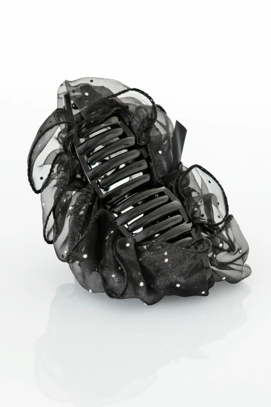 TOKALAND Fiyonk Model Zirkon Taş Süslemeli Tüllü Şık Mandal Saç Tokası - Resim 2