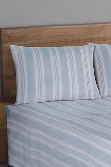 Upstyle Sport Çizgili Çarşaf + Yastık Kılıfı  Seti Tek Kişilik Soft Line Gri - Resim 2