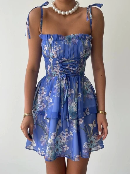 Venlo Beli Lastikli İp Askılı Elbise - 2