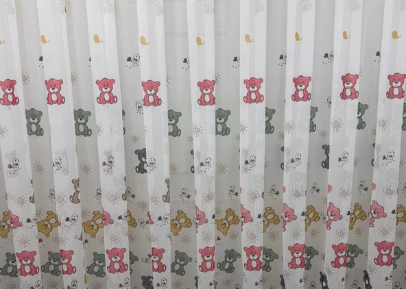 NİVEMESHOME HYL00009.801 ESTE BEAR ÇOCUK ODASI 1/2.5 PİLE TÜL PERDE PEMBE APM - 2