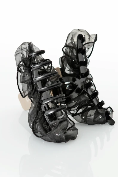 TOKALAND Fiyonk Model Zirkon Taş Süslemeli Tüllü Şık Mandal Saç Tokası - Resim 4