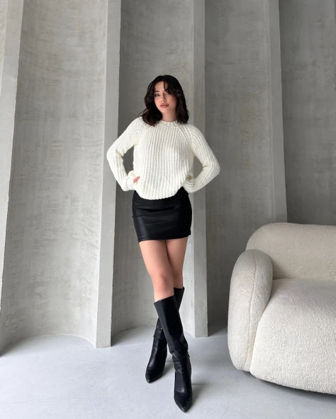 Bisiklet Yaka Selanik Örgü Triko Kazak - 2