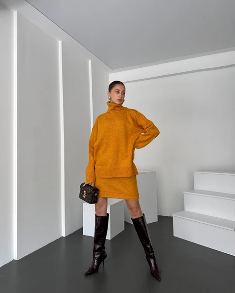 Boğazlı Kazak Ve Etek İkili Takım - 2