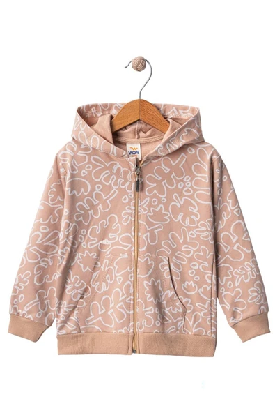 Celira Bej Wwc Yaprak Desenli Erkek Bebek Hırka