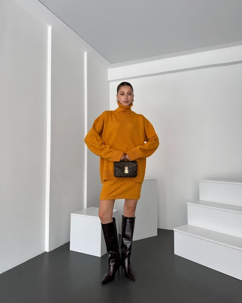 Boğazlı Kazak Ve Etek İkili Takım - 4