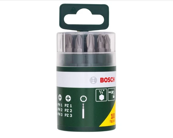 Bosch 10 Parça Vidalama Ucu Seti (PH+PZ+S)