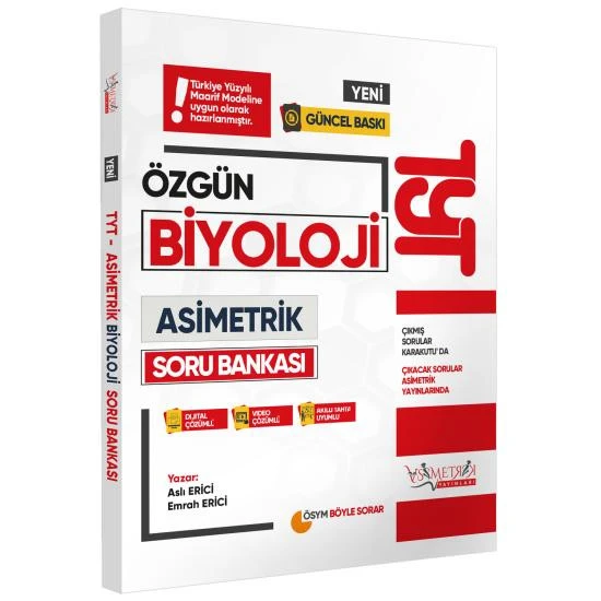 2025 YKS-TYT Asimetrik BİYOLOJİ Özgün Soru Bankası Yeni Nesil Dijital Çözümlü Asimetrik Yayınları