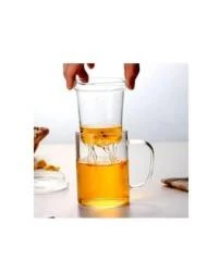 Linanware Cam Kapaklı Demleme Süzgeçli Isıya Dayanıklı Borosilikat Camdan Kupa Bardak 350ML DSG-25 - Resim 2