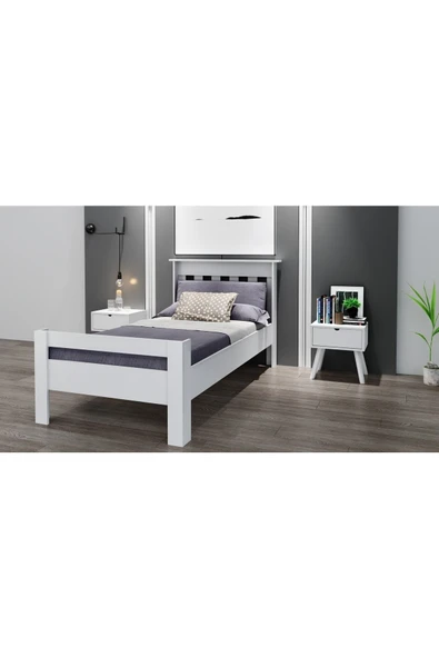 Ninnimo 100x200 Yatak Uyumlu Still Tek Kişilik Beyaz Genç Mdf Karyola - 2