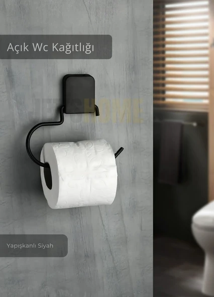 Paslanmaz Kapaksız Tuvalet Kağıdı Askılığı Wc Kağıtlık Tutucu Siyah