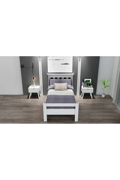 Ninnimo Still 90x190 Yatak Uyumlu Beyaz MDF Tek Kişilik Karyola - 3