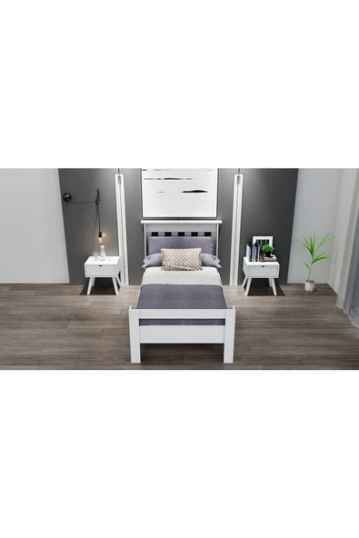 Ninnimo 100x200 Yatak Uyumlu Still Tek Kişilik Beyaz Genç Mdf Karyola - 3
