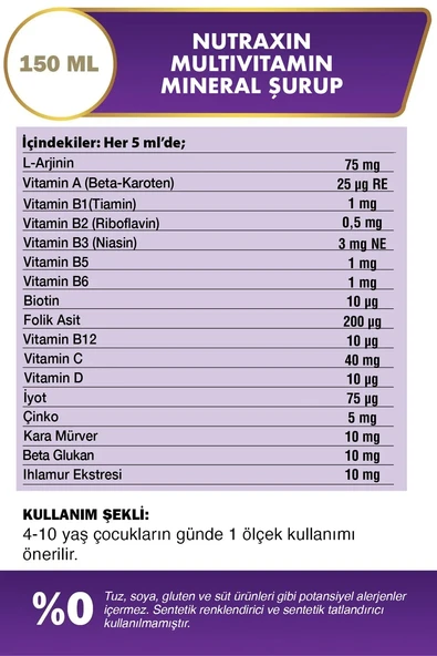 Nutraxin Kids Multivitamin Mineral Şurup 150 ml - 2