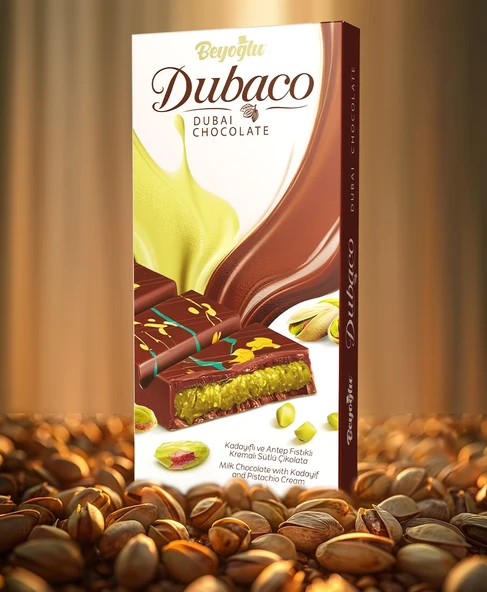 Beyoğlu Dubaco Çıtır Kadayıflı Ve Antep Fıstıklı Çikolata 95 Gr. - 3