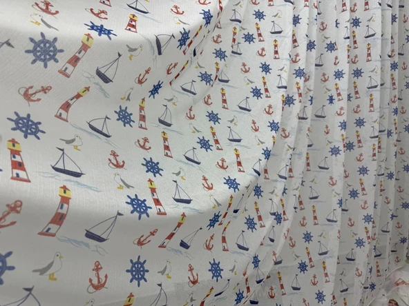 NİVEMESHOME HYL00009.801 PRD55293 GEMİ ÇAPALI DESENLİ ÇOCUK ODASI 1/2.5 PİLE TÜL PERDE APM - 10