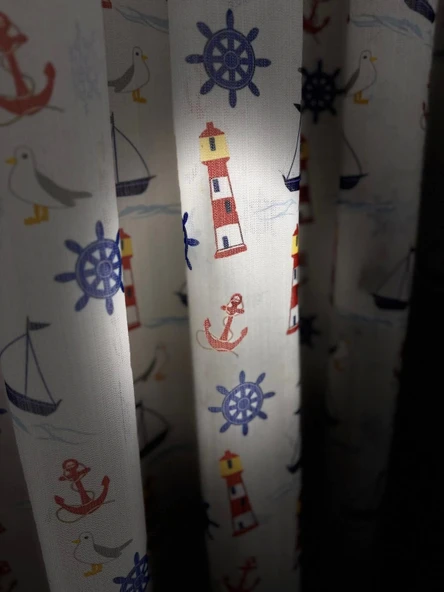 NİVEMESHOME HYL00009.801 PRD55293 GEMİ ÇAPALI DESENLİ ÇOCUK ODASI 1/2.5 PİLE TÜL PERDE APM - 4