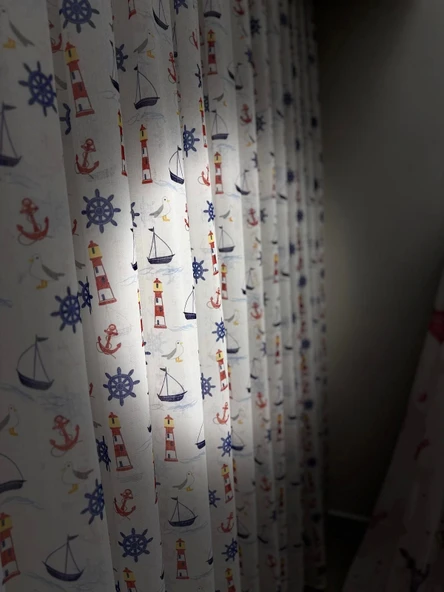 NİVEMESHOME HYL00009.801 PRD55293 GEMİ ÇAPALI DESENLİ ÇOCUK ODASI 1/2.5 PİLE TÜL PERDE APM - 8