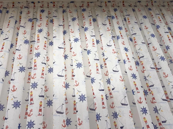 NİVEMESHOME HYL00009.801 PRD55293 GEMİ ÇAPALI DESENLİ ÇOCUK ODASI 1/2.5 PİLE TÜL PERDE APM - 9
