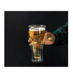 Linanware Şişe Tasarımlı Çift Cidarlı Cam Bardak Bira Meşrubat 350ML DC106 - Resim 2