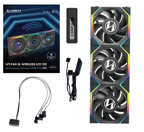 Lian Li UNI FAN SL WIRELESS LCD 3x120mm Siyah Kasa Fanı - 9