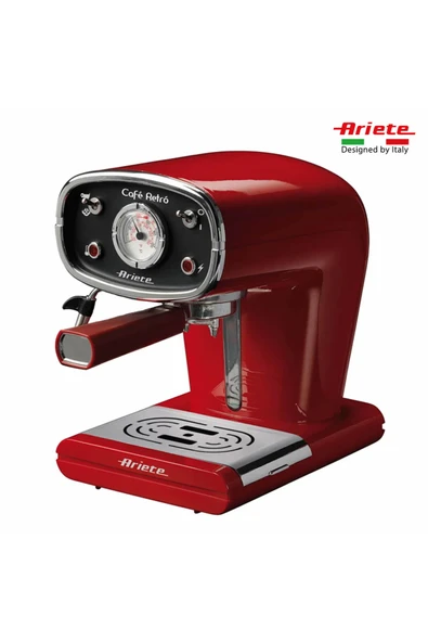 ARİETE Ceffe Retro Cappuccino/Espresso Makinesi Alüminyum Hazne Kırmızı 1388A 900W