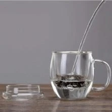 Linanware Cam Kapaklı Demleme Süzgeçli Isıya Dayanıklı Borosilikat Camdan Kupa Bardak 450 ml DSG-27 - 2