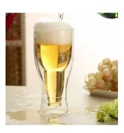 Linanware Şişe Tasarımlı Çift Cidarlı Cam Bardak Bira Meşrubat 350ML DC106